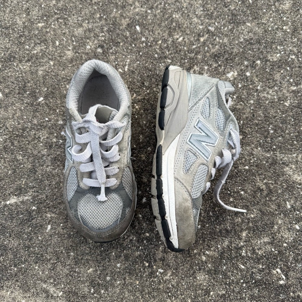 New Balance Kids Gray Mesh & Suede Sneakers